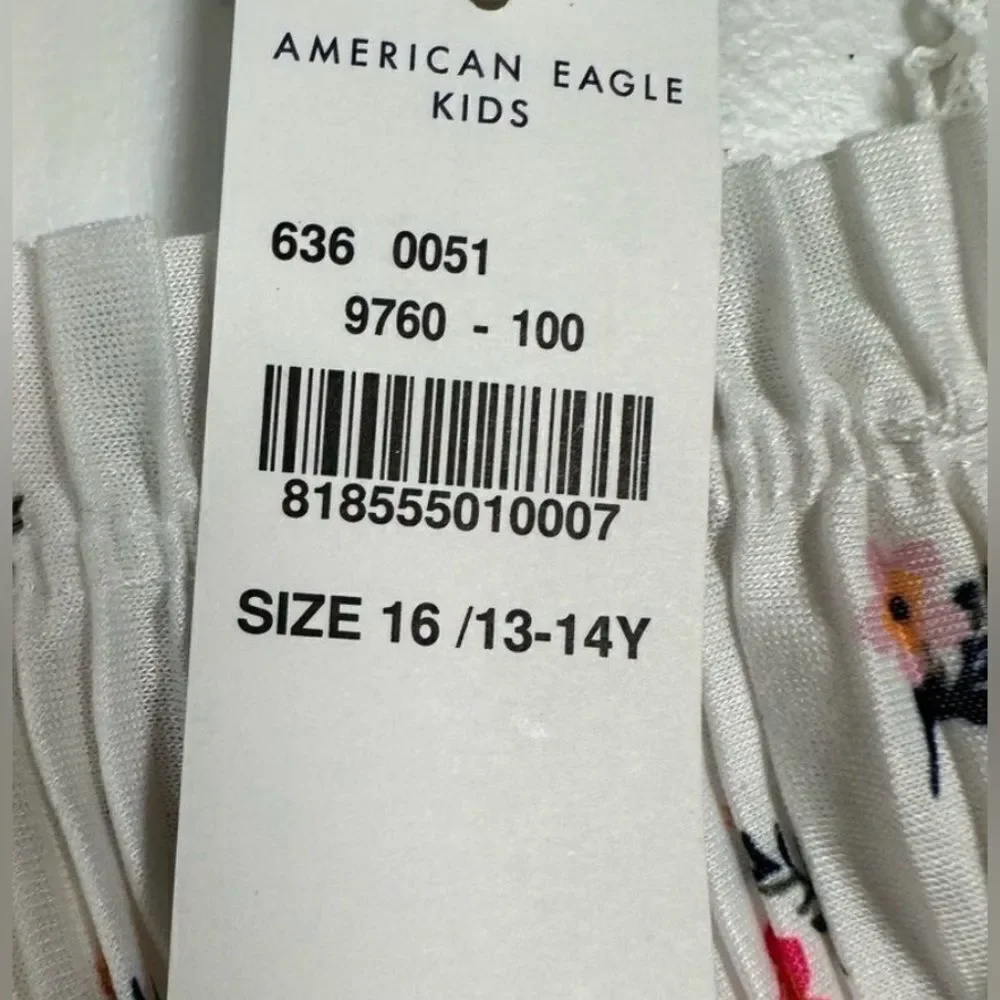 NWT American Eagle Kids Girls Summer White Floral PleateD Sleeveless Top & Socks